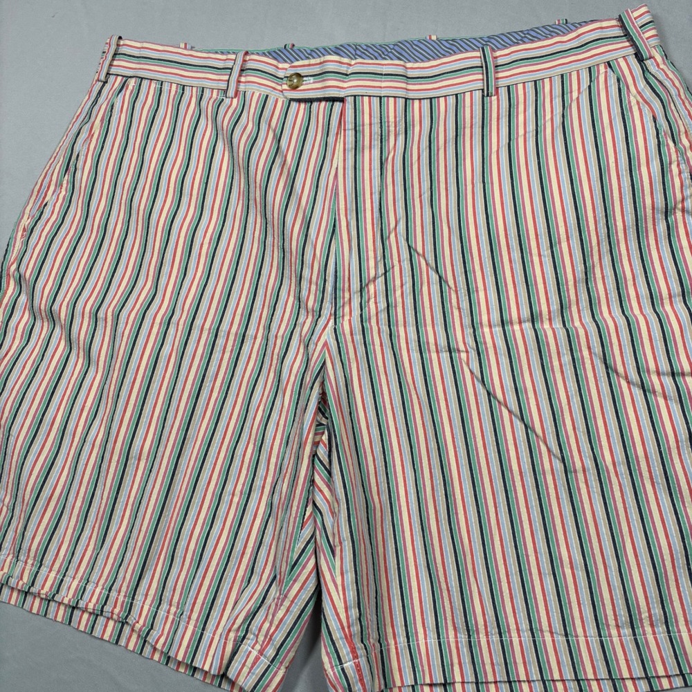 VTG Peter Millar Shorts Mens 40 Multi Color Stripe Cotton Flat Front Golf Casual